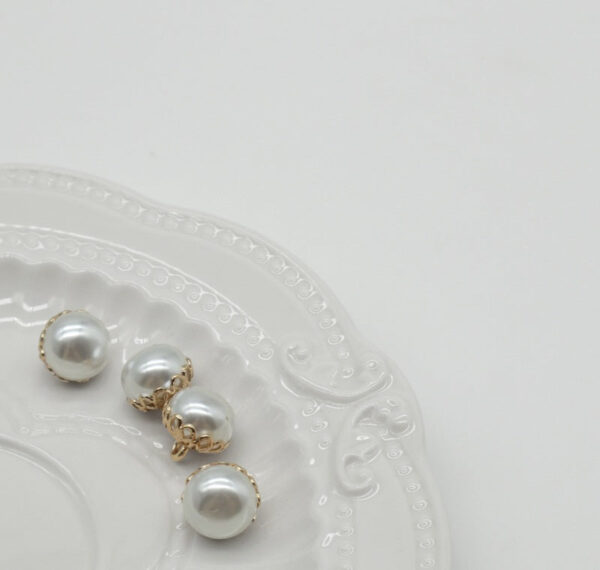 11.5mm Golden Metal Lace Colorful Pearl Buttons for Shirt Cardigan Cuff 100pcs - Image 2
