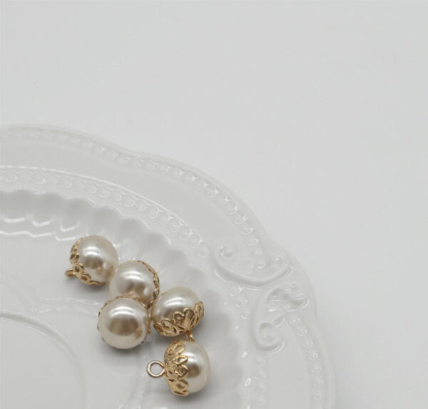 11.5mm Golden Metal Lace Colorful Pearl Buttons for Shirt Cardigan Cuff 100pcs - Image 4