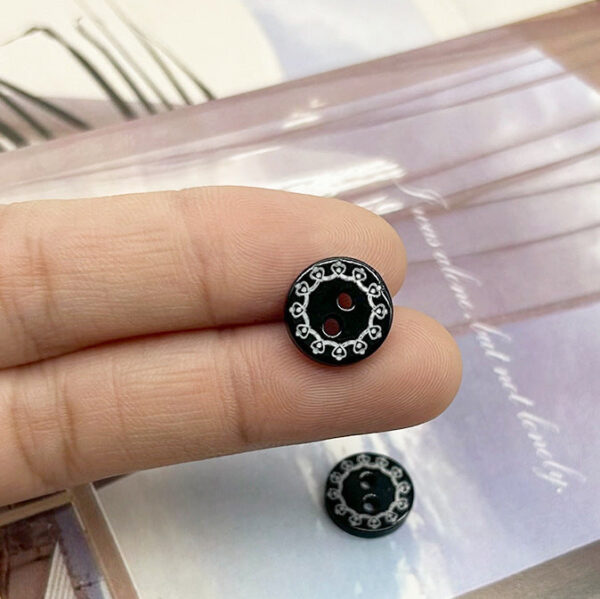 11.5mm Black Two-Hole Shell Shirt Buttons with Vintage Totem Carvings 30pcs - Image 4