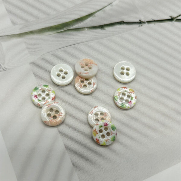 11.5mm Ethnic Style Vintage Round Colorful Dotted Pearl Shell Buttons 30pcs - Image 3