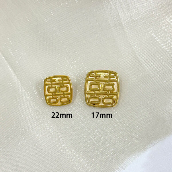 17/22mm Chinese Character Round Square Hollow Metal Shank Buttons 50pcs - Image 2