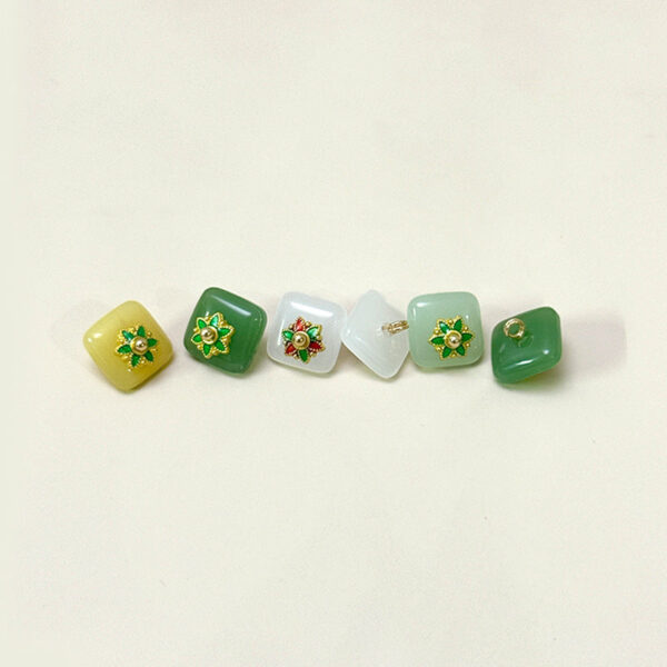 12mm Chinese Style Square Glass Buttons with Flower Base for Tang Suit Hanfu 50pcs - Image 2