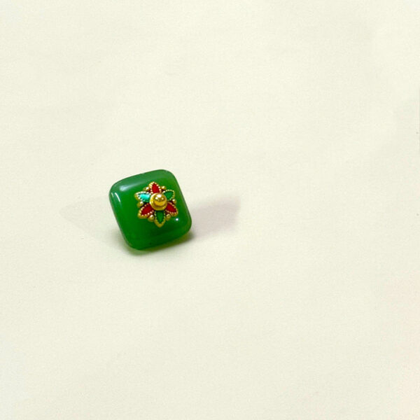 12mm Chinese Style Square Glass Buttons with Flower Base for Tang Suit Hanfu 50pcs - Image 4