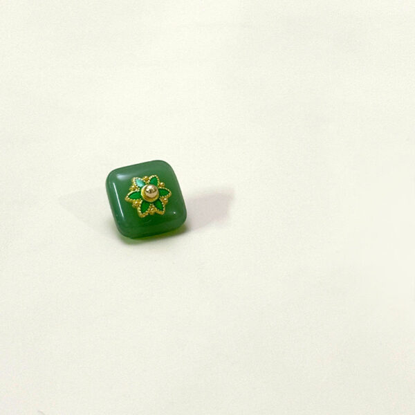 12mm Chinese Style Square Glass Buttons with Flower Base for Tang Suit Hanfu 50pcs - Image 3