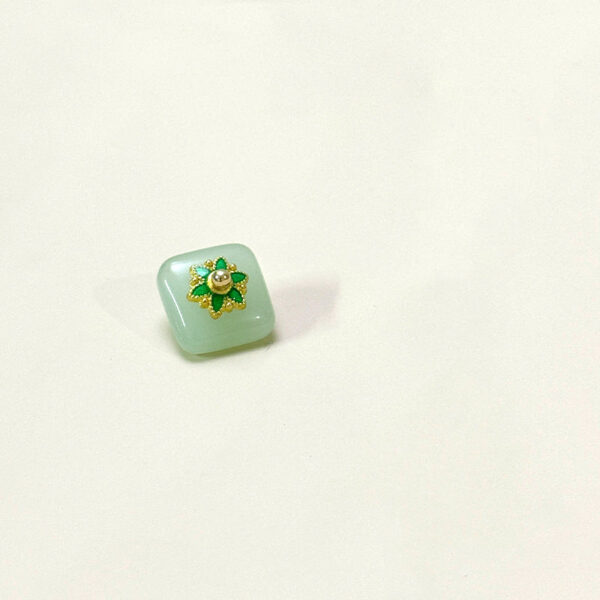 12mm Chinese Style Square Glass Buttons with Flower Base for Tang Suit Hanfu 50pcs - Image 5