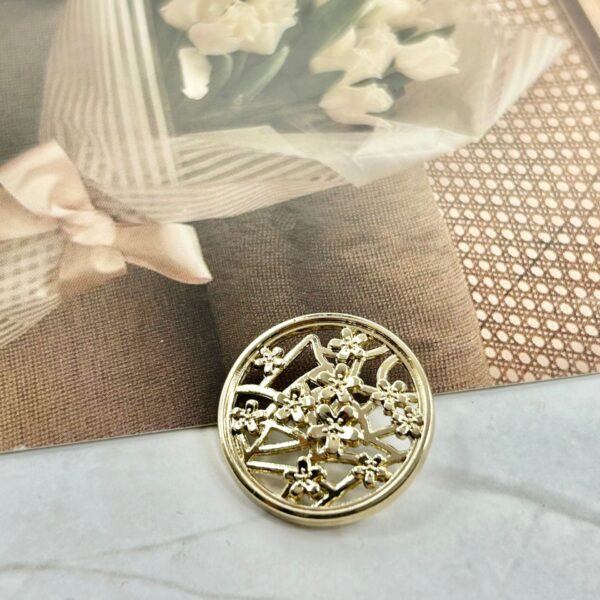 Metal Hollow Chinese Palace Style Plum Blossom Decorative Buttons 50pcs - Image 3