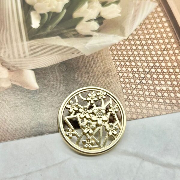 Metal Hollow Chinese Palace Style Plum Blossom Decorative Buttons 50pcs - Image 4