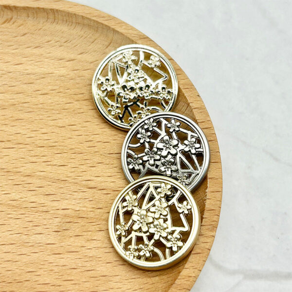 Metal Hollow Chinese Palace Style Plum Blossom Decorative Buttons 50pcs - Image 2