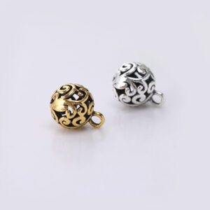 10mm Retro Gold Silver Chinese Style Round Hollow Cloud Metal Buttons for Cheongsam 100pcs