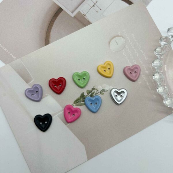 12/15mm Macaron Two Hole Heart Buttons for Children's Sweaters DIY 100 Pack