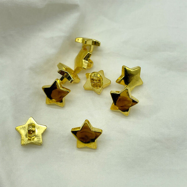 12.5/15mm Electroplated Gold Silver Five Pointed Star Plastic Shank Shirt Buttons 100pcs - Image 3