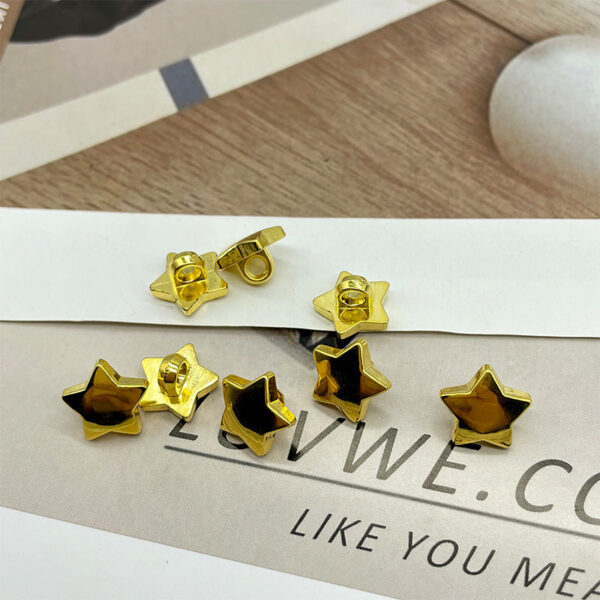 12.5/15mm Electroplated Gold Silver Five Pointed Star Plastic Shank Shirt Buttons 100pcs - Image 4