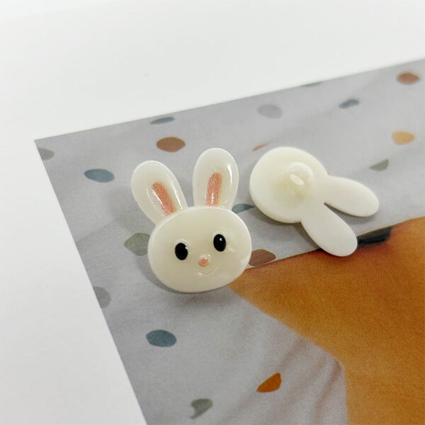 21.5x16.5mm Jelly White Little Rabbit Buttons with Shanks for Children 30pcs - Image 2