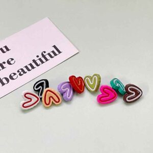 17mm Colorful Cartoon Double Heart Plastic Buttons for Children's Garments 54 Pack