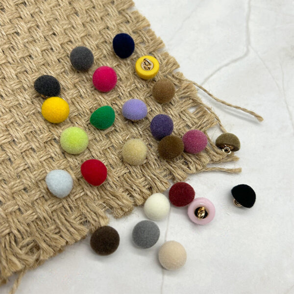 10mm Colorful Flocked Resin Mushroom Buttons with Metal Shanks for Knitwear 120 Pack - Image 2