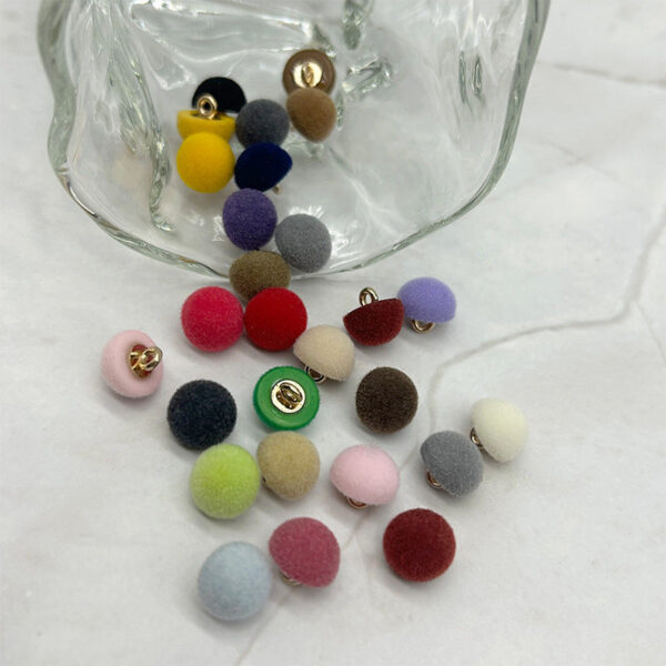 10mm Colorful Flocked Resin Mushroom Buttons with Metal Shanks for Knitwear 120 Pack - Image 3