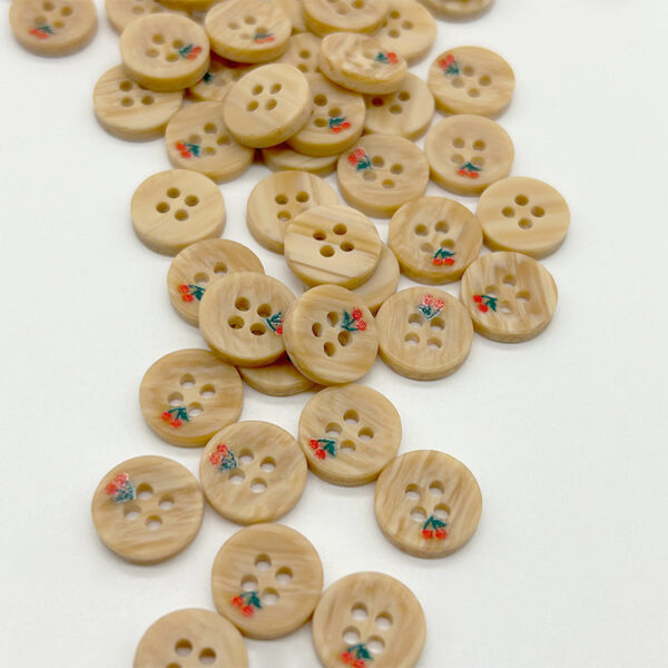 11mm Resin Wood-Grain Imitation Buttons with Cute Red Cherry Design for Shirts 100PCS - Image 3