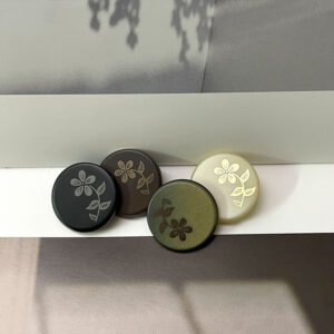 18/23/25mm Round Resin Buttons with Laser Cut Flower Pattern Metal Shanks for Coat 20pcs