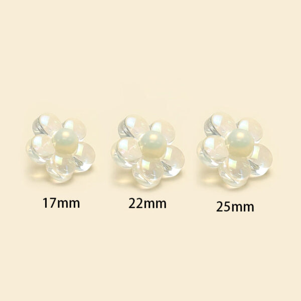 17/22/25mm Translucent/Clear Resin Flower Buttons with Shanks 50pcs - Image 3