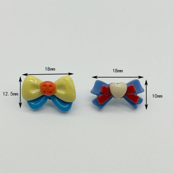 18mm Yellow and Blue Cartoon Bow Resin Buttons with Metal Shanks 50pcs - Image 2