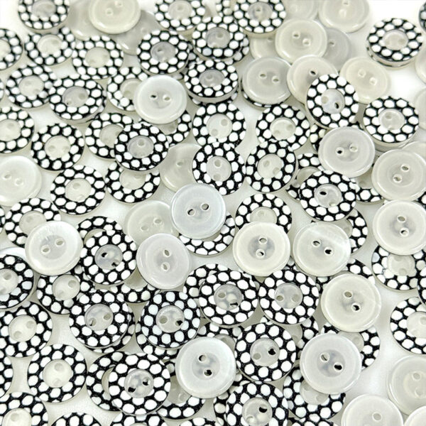 13mm Round Polka Dot Black and White Two-Hole Resin Buttons for Shirts 50pcs - Image 4