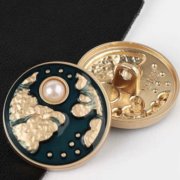 20mm Vintage Court Style Metal Sewing Buttons with Pearl Sun Moon 20pcs - Image 2