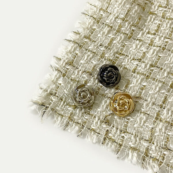 10-25mm Fashionable Metal Rose Buttons with Shanks Gold,Silver and Black - Image 2