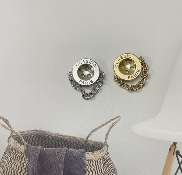 17/23mm Classic Paris Round Four-Hole Wide-Edge Movable Chain Metal Buttons 12PCS - Image 2