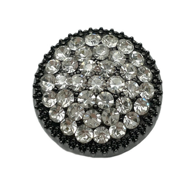 18/23/25mm Round Metal Buttons with White Black Red Crystal Rhinestones 50 Pack - Image 2