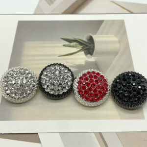 18/23/25mm Round Metal Buttons with White Black Red Crystal Rhinestones 50 Pack