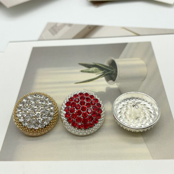 18/23/25mm Round Metal Buttons with White Black Red Crystal Rhinestones 50 Pack - Image 3