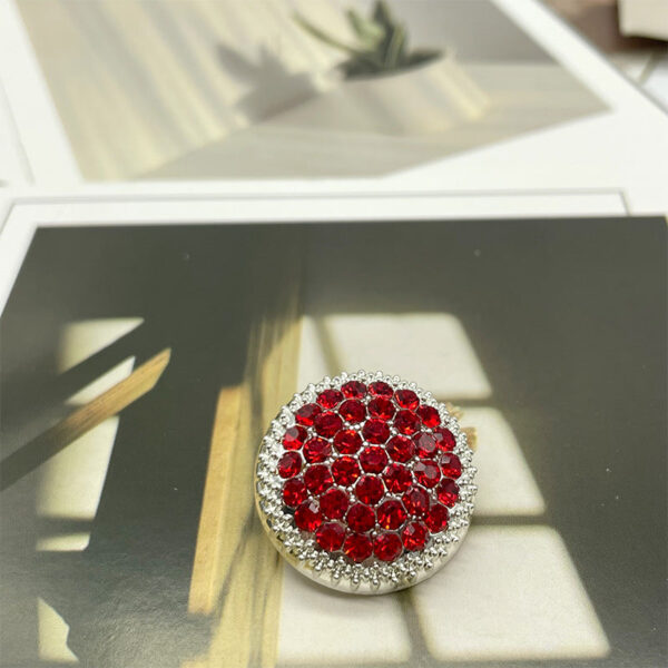 18/23/25mm Round Metal Buttons with White Black Red Crystal Rhinestones 50 Pack - Image 5