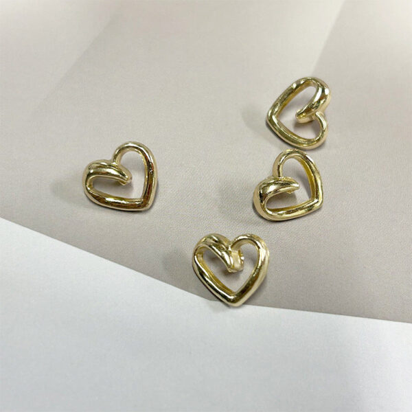 13mm Golden and Silver Metal Heart-Shaped Shirt Buttons with High Shanks 40pcs - Image 3