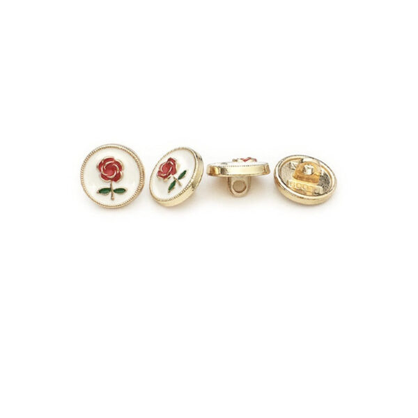 12.5mm Vintage Round White Rose Oil-Painted Metal Buttons for Shirts Sweaters 20pcs - Image 3