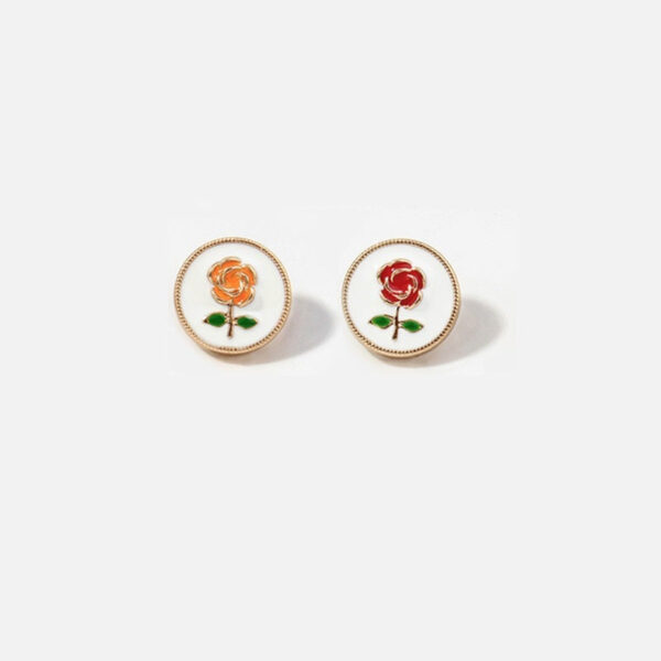 12.5mm Vintage Round White Rose Oil-Painted Metal Buttons for Shirts Sweaters 20pcs - Image 2