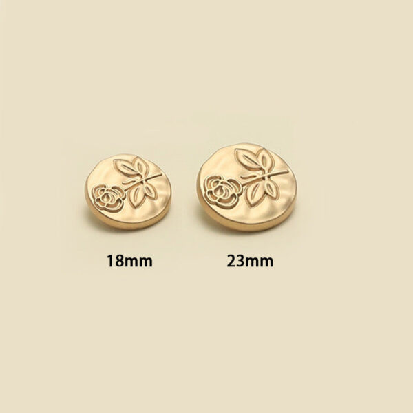 18-23mm Vintage Round Sand Gold Rose Embossed Metal Buttons with Shanks 12pcs - Image 3