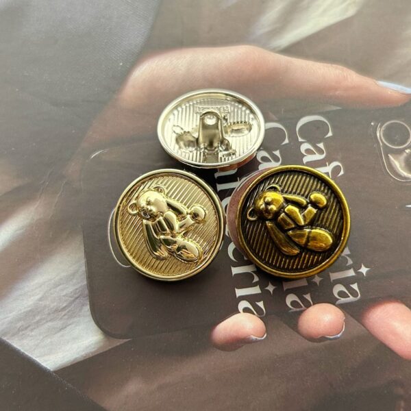15-23mm Gold Silver 3D Teddy Bear Decorative Metal Buttons with Shanks 20pcs - Image 3