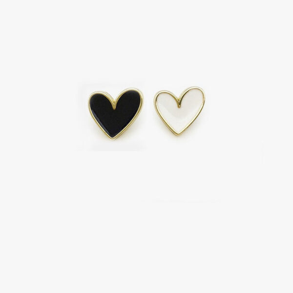 12.5mm Black White Heart-Shaped Oil-Painted Metal Buttons for Shirt Cuffs 40pcs - Image 2