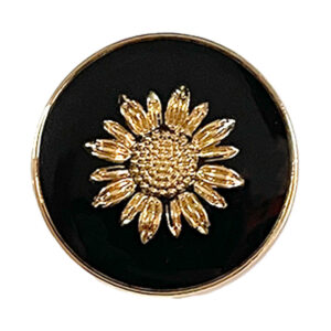 18/23/25mm Sunflower Metal Shank Buttons Black and White Oil-Painted 50pcs