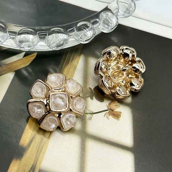 Pink White Black Crystal Flower Metal Buttons for Women's Coats Dresses 6pcs