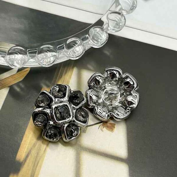Pink White Black Crystal Flower Metal Buttons for Women's Coats Dresses 6pcs