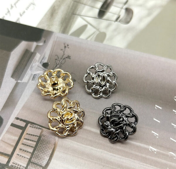 12.5-25mm Gold Silver Gun-black Vintage Hollow Floral Metal Buttons 30pcs - Image 2