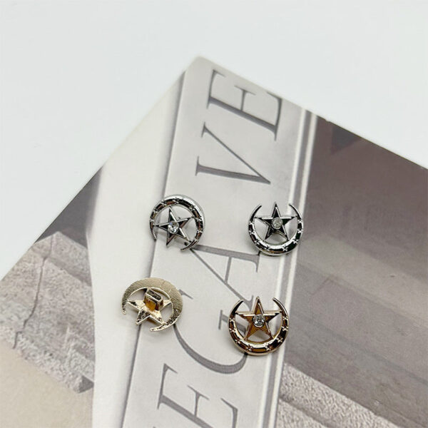 13mm Gold Silver Hollow Moon Diamond Star Metal Buttons for Knit Cardigans Shirts 20PCS - Image 2