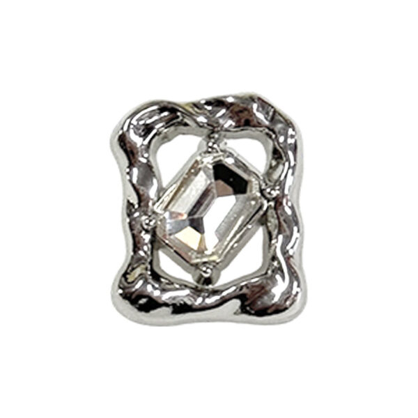 Rectangular Hollow Gemstone Rhinestone Metal Buttons for Sweater Coat Shirt 50 Pack - Image 2
