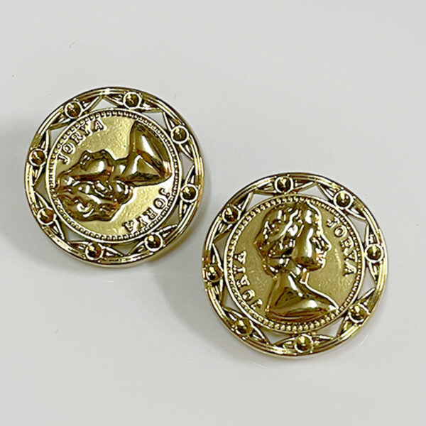 22mm Vintage Gold Hollow Figure Metal Buttons with Shanks for Garment Decoration 12pcs - Image 2