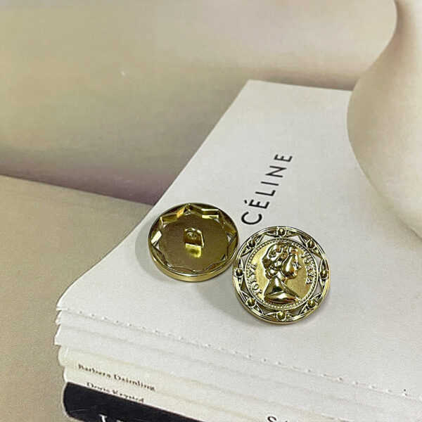 22mm Vintage Gold Hollow Figure Metal Buttons with Shanks for Garment Decoration 12pcs - Image 3