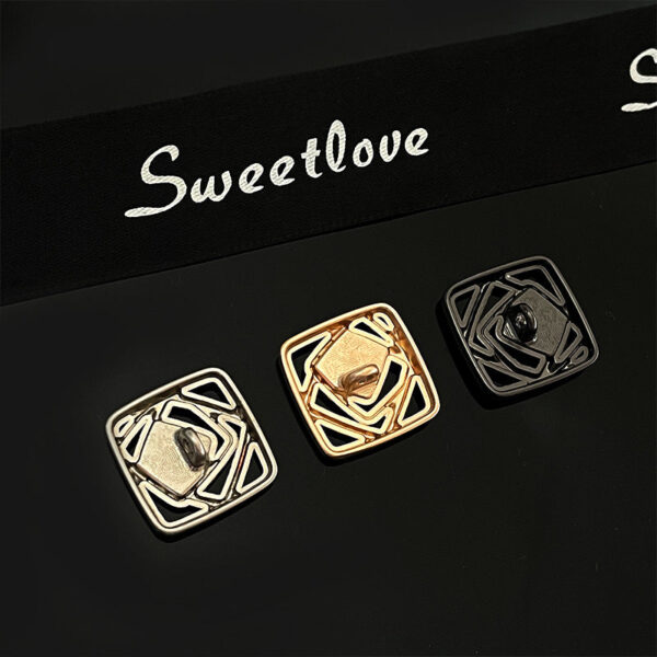 18/23/25mm Metal Hollow Simple Square Buttons with Enamel Rhinestones 50pcs - Image 3