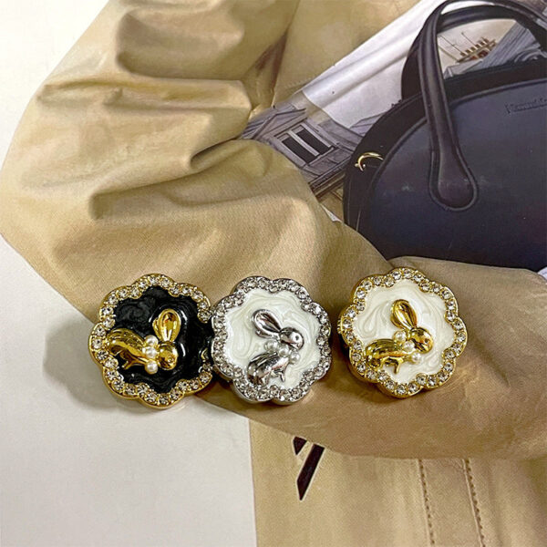 18/23mm Pearl Diamond-Embellished Bunny Metal Buttons for Suits Coats 50pcs - Image 3