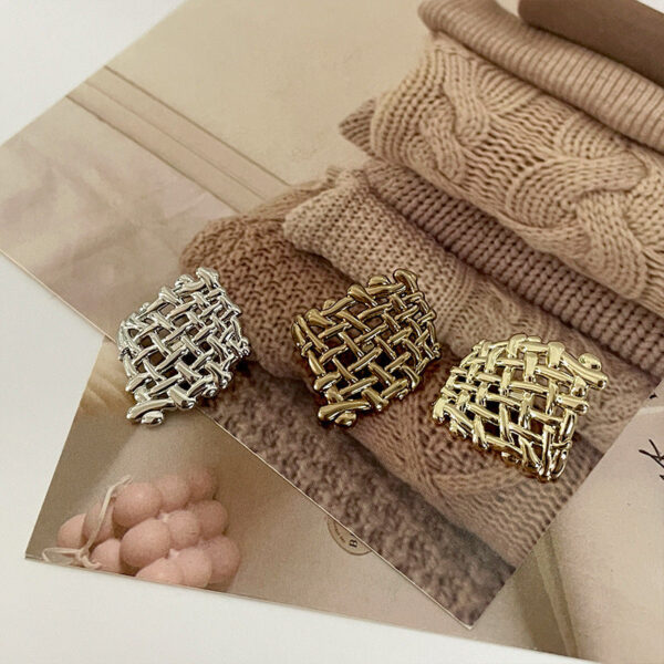 Golden Silver Irregular Wave Grid Woven Metal Buttons 45 Pack(9 Styles) - Image 2