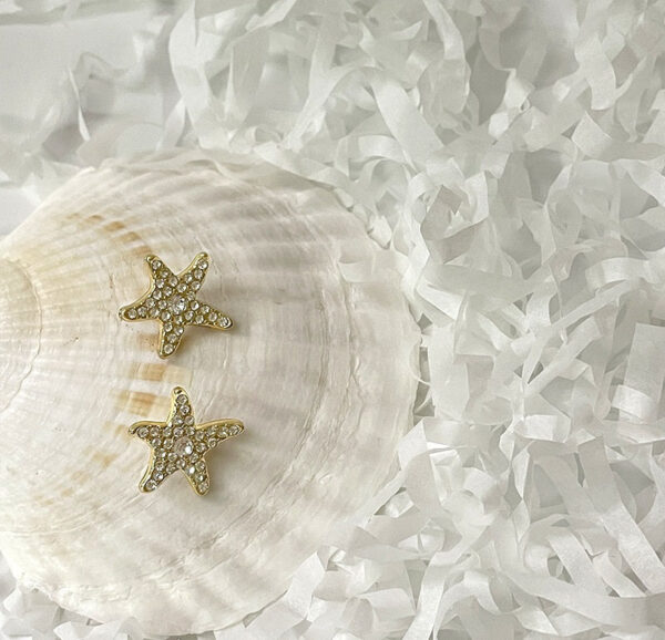 20mm Diamond Golden Starfish-Shaped Metal Shank Buttons for Outerwear 50pcs - Image 2